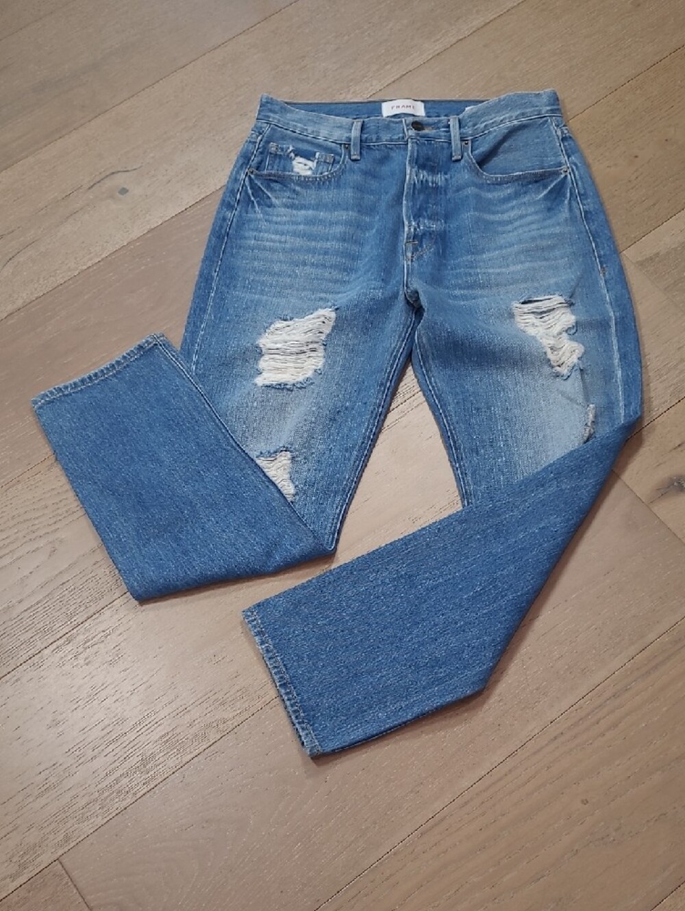 Frame Jeans Women's sz 27 Le Original High Rise BF Distressed Straight Leg Ankle